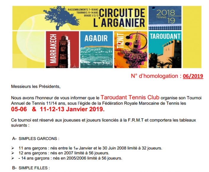 Circulaire TTC 11-14 ans 2019